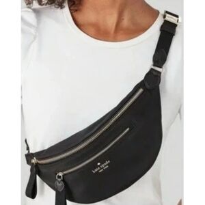 Kate Spade Women's Dual Zipper Chelsea Black Nylon Belt Fanny Pack Waist Bag